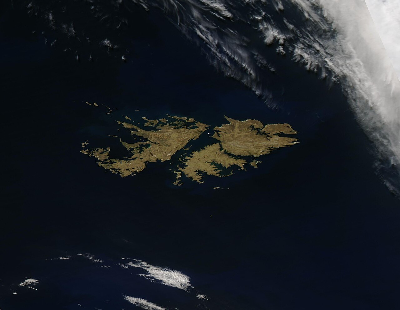 Imagen satelital de las Islas Malvinas